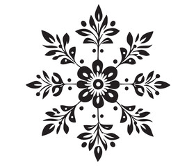 Abstract floral ornament, Silhouette mandala flower, Abstract floral design