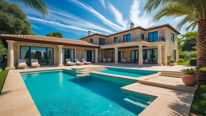 Fototapeta premium A modern residence with a swimmingpool - Lifestyle concept