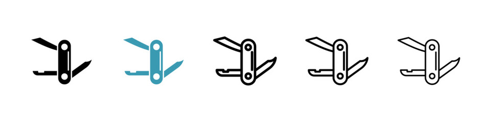 Swiss Knife icons vector pack in black and blue colors