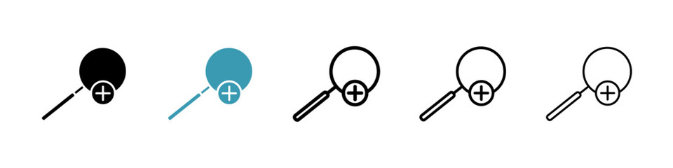 Zoom in icons vector pack in black and blue colors