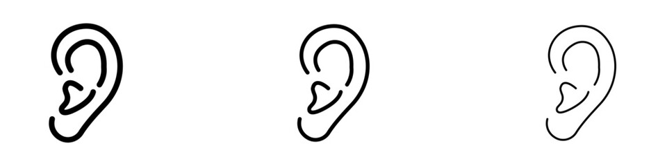 Ear icons vector pack in black and blue colors