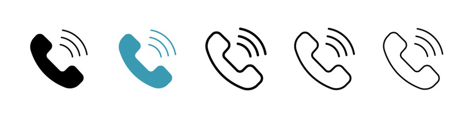 Phone call icons vector pack in black and blue colors