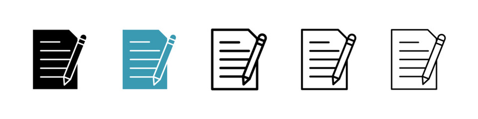 Writing icons vector pack in black and blue colors