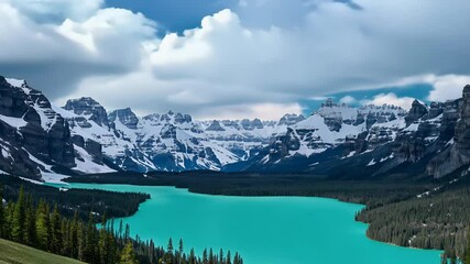breathtaking vertical time lapse video showcasing the natural beauty lakes mountain peaks and shifting clouds over time - Powered by Adobe