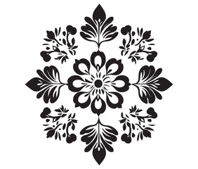 Abstract floral ornament, Silhouette mandala flower, Abstract floral design