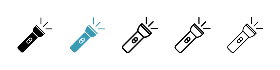 Flashlight icons vector pack in black and blue colors