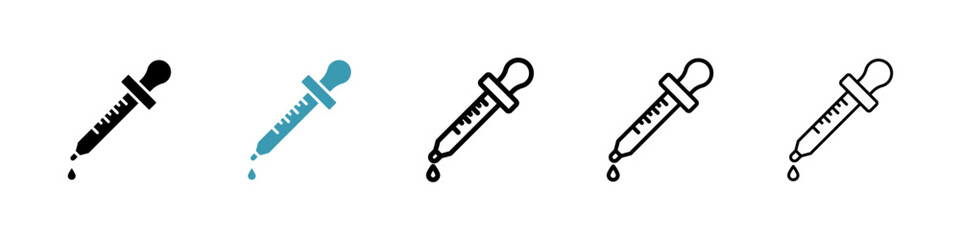 Eye dropper icons vector pack in black and blue colors