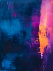 Vibrant Colorful Abstract Painting with Bold Blue Purple and Orange Strokes : Generative AI