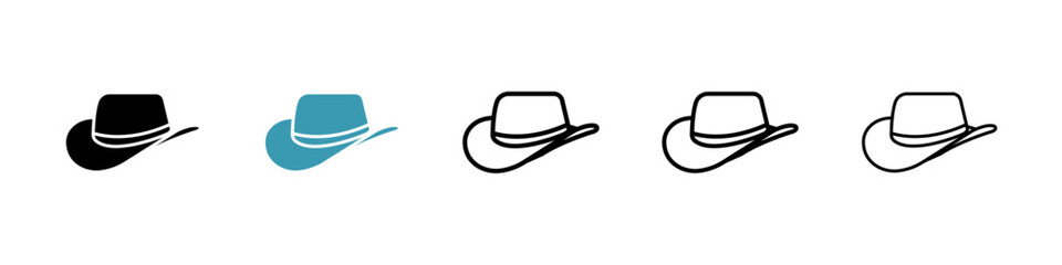 Hat icons vector pack in black and blue colors
