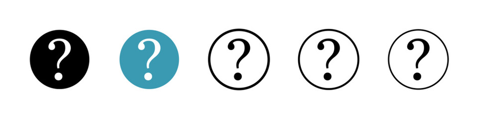 Question icons vector pack in black and blue colors