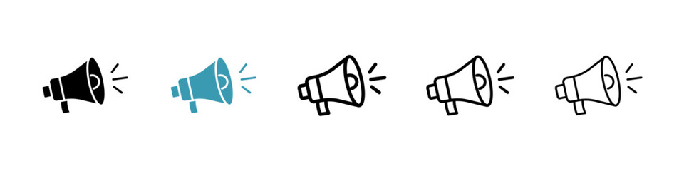 Megaphone icons vector pack in black and blue colors