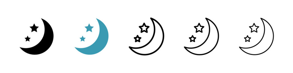 Moon icons vector pack in black and blue colors