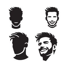 Stunning set of smiling man silhouette digital art perfect for creative projects and graphic design collections - man smiling vector set - man smile illustrations set
