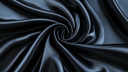 Fototapeta premium Luxurious black satin fabric with silk base texture