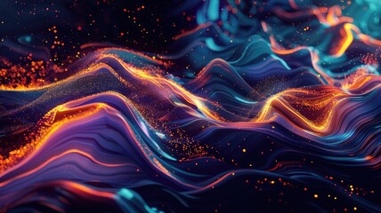 Abstract vivid colorful wave flowing express energetic texture. Seamless pattern of vividness curve swirling convey sense of harmony and wonderful scene perfect for effect and graphic design. AIG53.