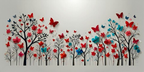 floral background with butterflies