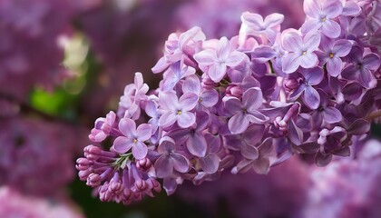 Close-Up of Vibrant Lilac Flowers Showcasing Soft Purple Hues and Fragrant Petals in Full Bloom