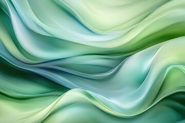 Obraz premium Flowing waves of soft greens and blues evoking peacefulness and serenity