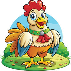 cartoon rooster with a smile