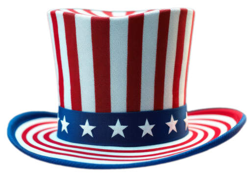 Patriotic Top Hat with Red White and Blue Stripes for American Celebration - Powered by Adobe