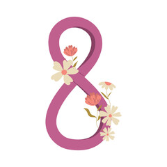 Woman Day Eight March Sign with Blooming Flower Vector Illustration