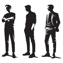 High-impact set of standing man silhouette digital art crafted to enhance your creative projects - man standing vector set - man standing illustrations set
