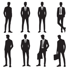 Compact set of standing man silhouette digital art for designers requiring versatile creative assets - man standing vector set - man standing illustrations set
