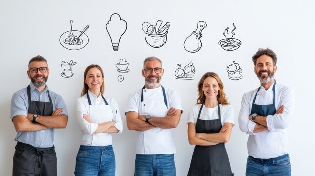 Happy Restaurant Team, Chefs, Food Concept