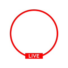 Live icon streaming Circle button, Online stream, Vector illustration