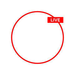 Live icon streaming Circle button, Online stream, Vector illustration