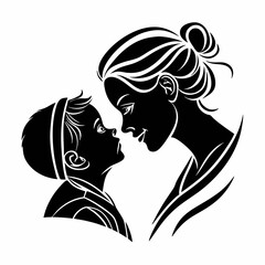 Mather's Day vector silhouette black design white background