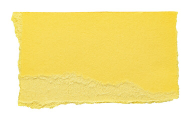 Yellow cut out torn piece of blank paper note cardboard with texture and copy space for text, transparent png background design element