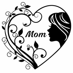 Mather's Day vector silhouette black design white background
