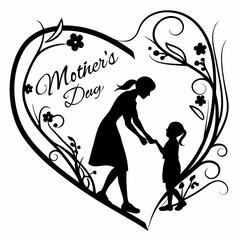 Mather's Day vector silhouette black design white background