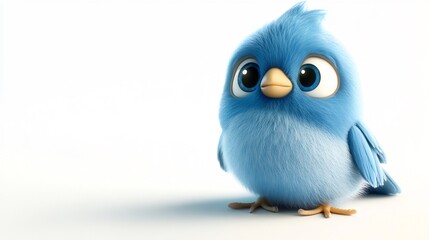 Adorable Fluffy Blue Bird: A 3D Rendered Cartoon Character