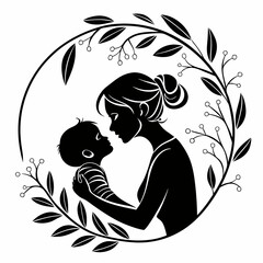 Mather's Day vector silhouette black design white background