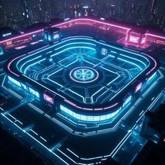 Futuristic Arena with Neon Lighting