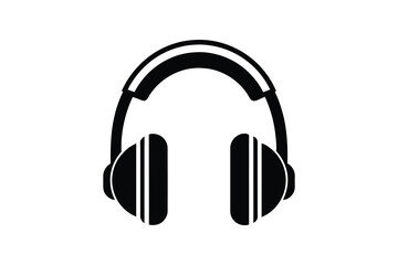Headphones icon isolated on white background, audio device  