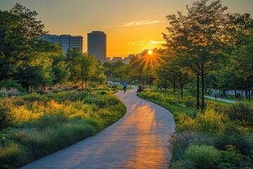 Fototapeta premium Bicycle Path Surrounded by Greenery in Washington DC