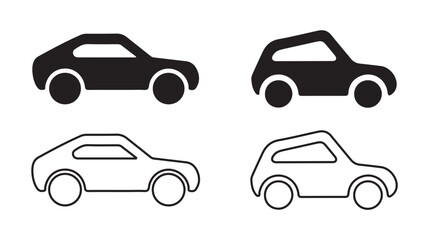 Car icons set.  Ideal for automotive designs, transportation themes graphics, and vehicle.  Vector illustrations.