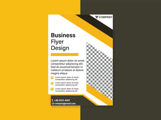 Yellow and Black Business Flyer with Geometric Design