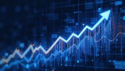Fototapeta premium Upward Trending Digital Growth Chart