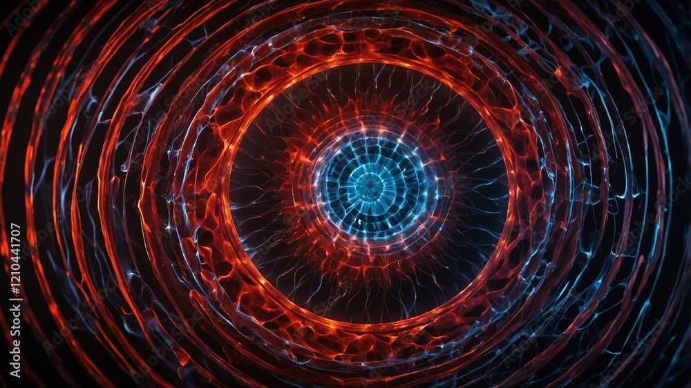 Poster dynamic patterns of light and color create mesmerizing visual effects in a circular formation