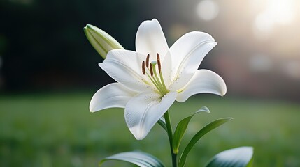 Stunning White Lily Flower in Sunlight