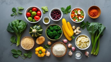 Vibrant vegetarian ingredients for a healthy lifestyle