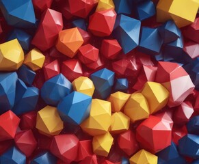 Abstract polygonal background in red, blue, and yellow tones, digital, modern, abstract