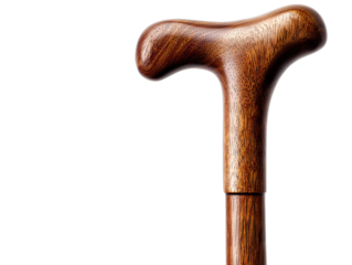 Supporting mobility wooden cane close-up studio environment product photography elegant design