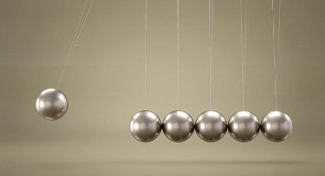 Newton's cradle illustrating cause and effect