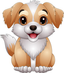 Vector cartoon happy cute little dog 