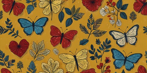 seamless background with butterflies